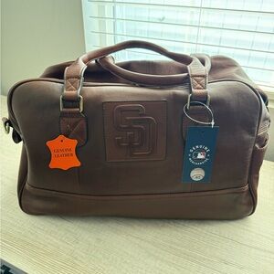 MLB San Diego Padres Brown Leather Duffel Bag